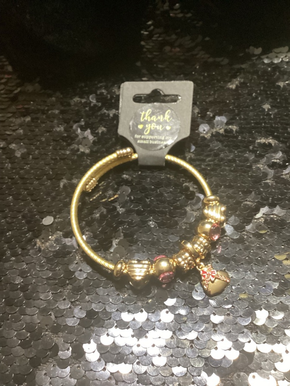 Anne Klein Gold Bracelet with Pink Crystal Heart Charm